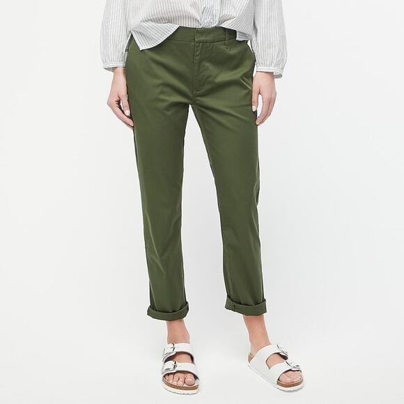 J. Crew Womens Slim Boyfriend Chino Ankle Length Pants Size 28 Army Green - Picture 1 of 11